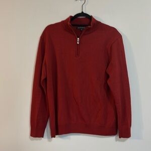 Britches 1/4 Zip Merino Wool Blend Long Sleeve Sweater Large Burnt Orange